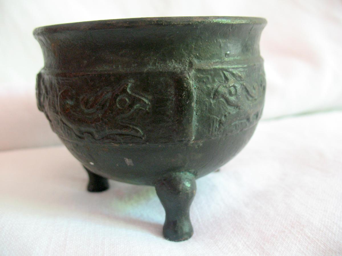 Shang Or Zhou Style Bronze Ritual Vase, China XIXth Century-photo-3