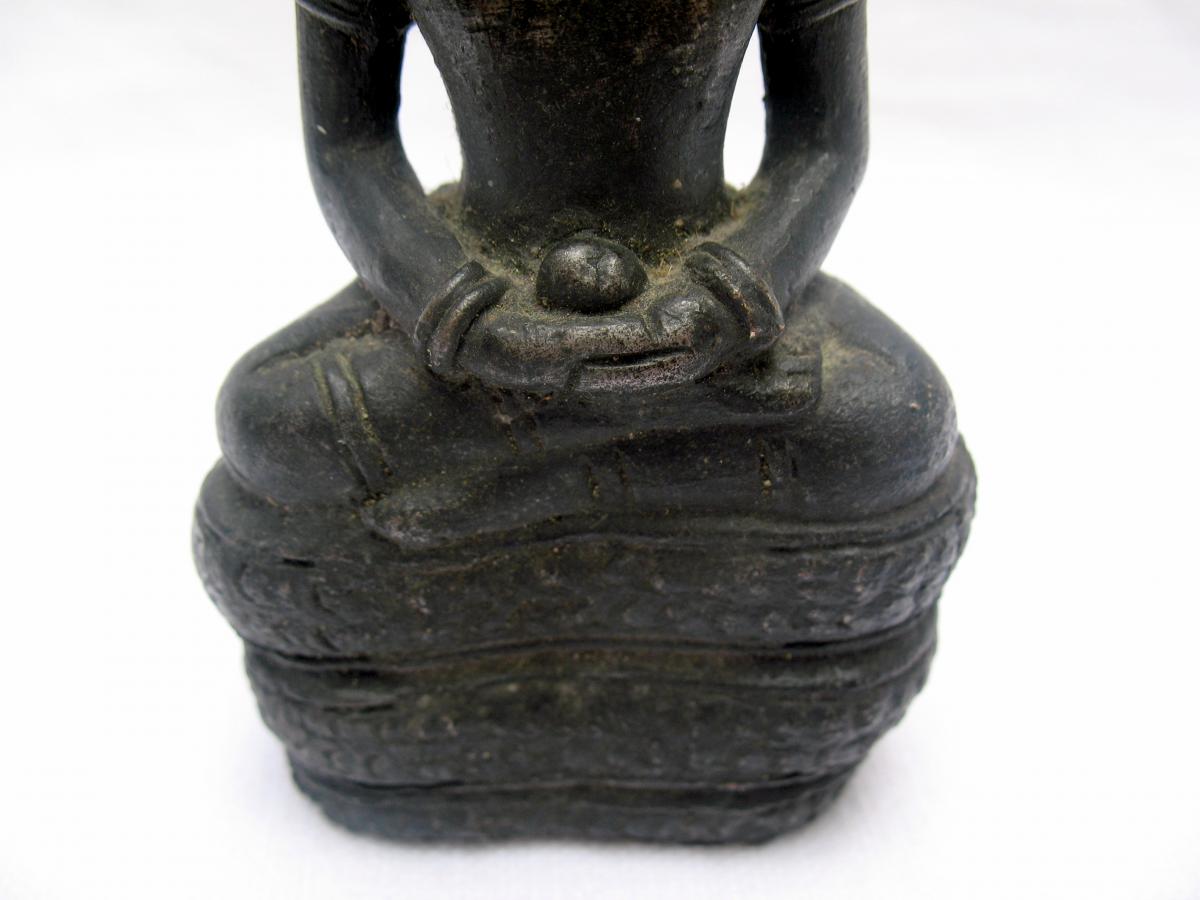 Bouddha aux cobras en bronze. Empire Khmer, Cambodge fin XIXème-photo-1