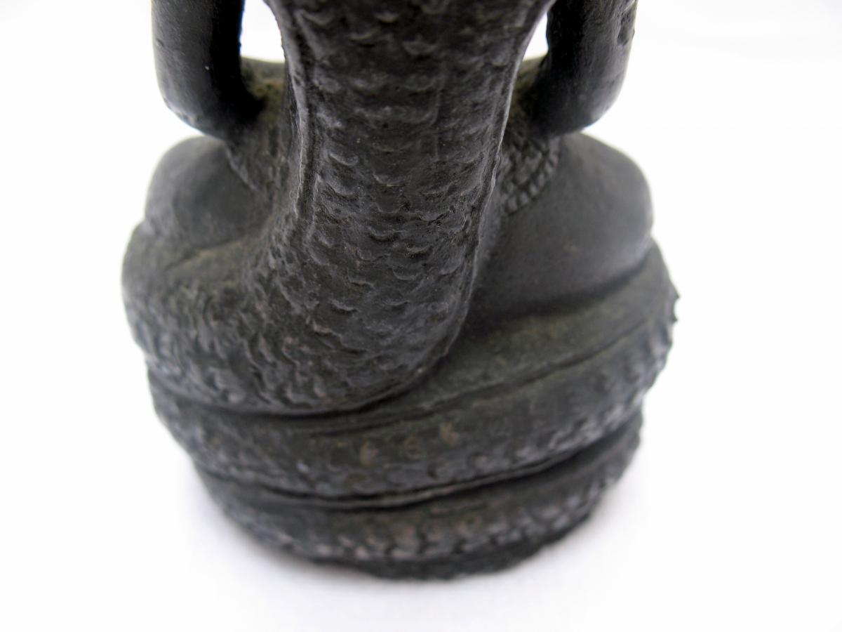 Bouddha aux cobras en bronze. Empire Khmer, Cambodge fin XIXème-photo-5