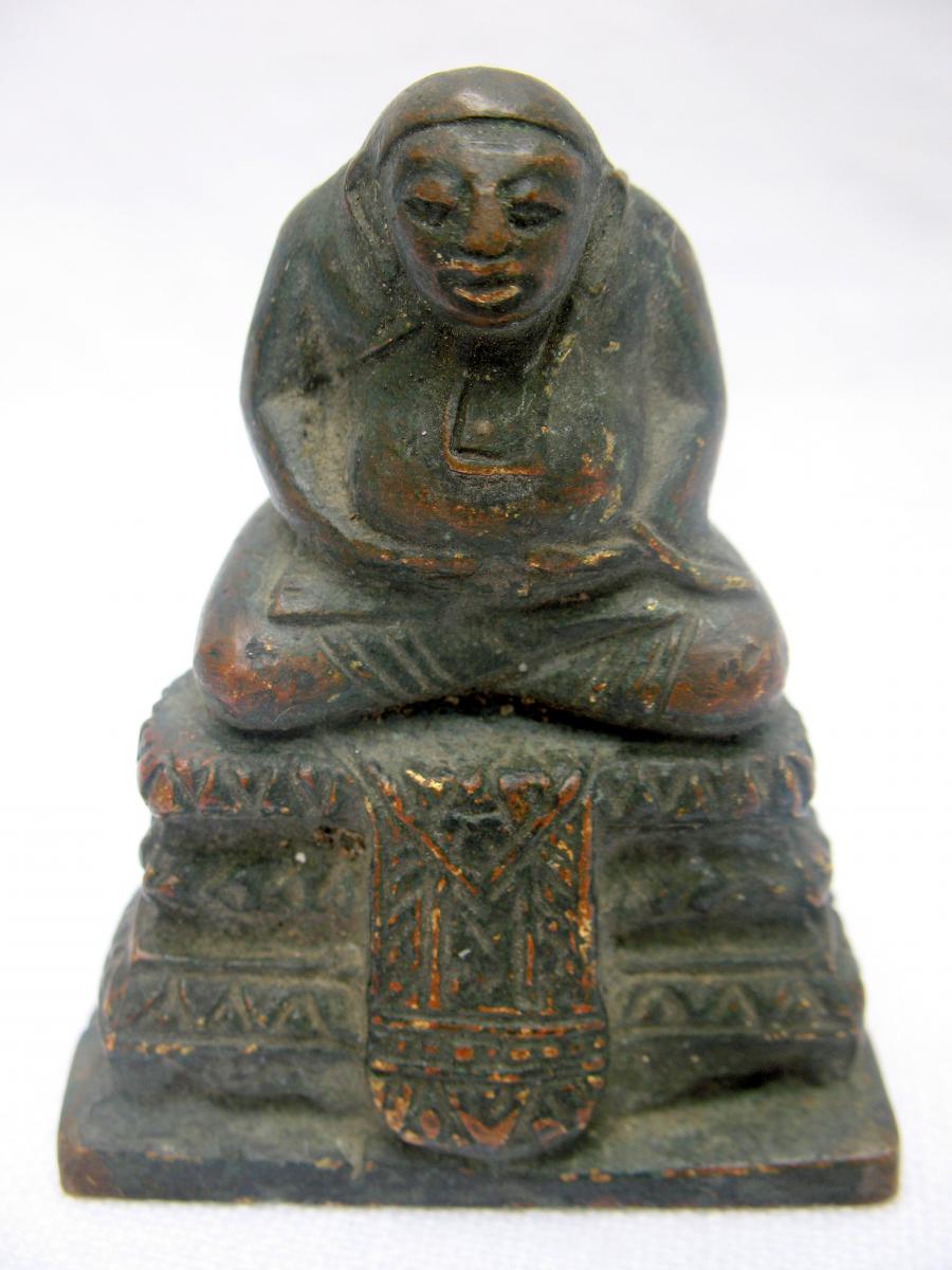 Bouddha Pu-Tai ou bouddha de l'abondance en bronze. Vietnam, fin XIXème-photo-3