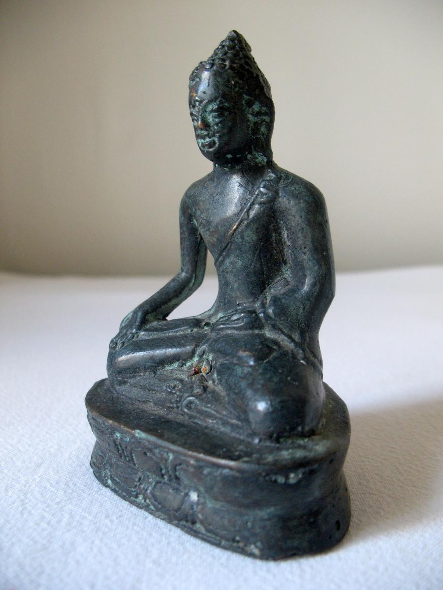 Bronze Buddha Sitting In Lotus Position. Burma Or Laos, Eighteenth-photo-3