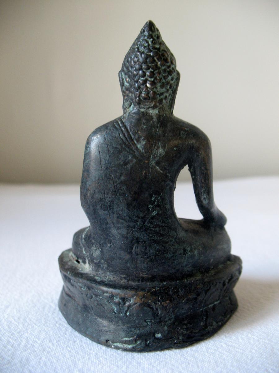 Bronze Buddha Sitting In Lotus Position. Burma Or Laos, Eighteenth-photo-4