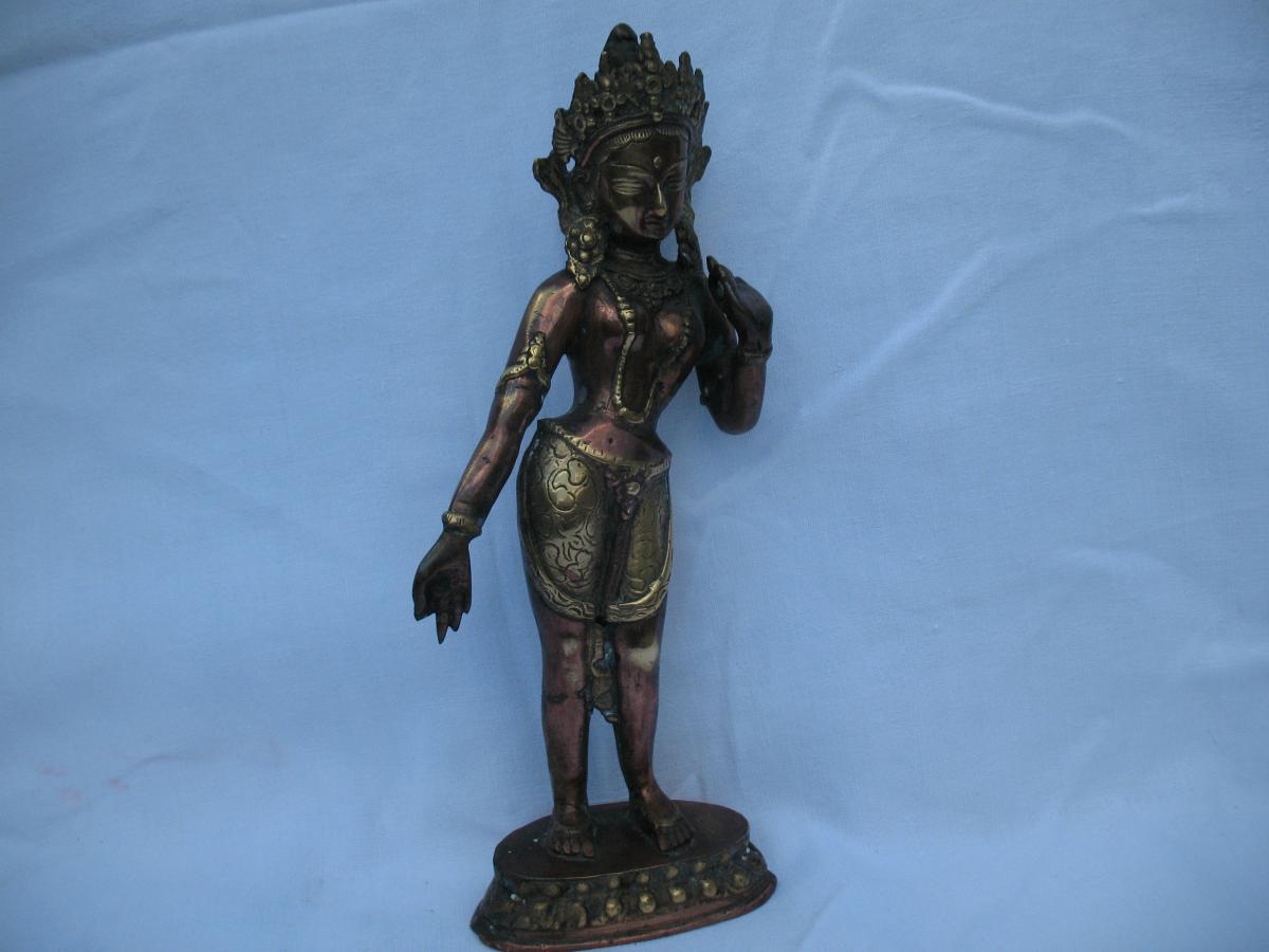 Green Tara Standing Bronze. Nepal