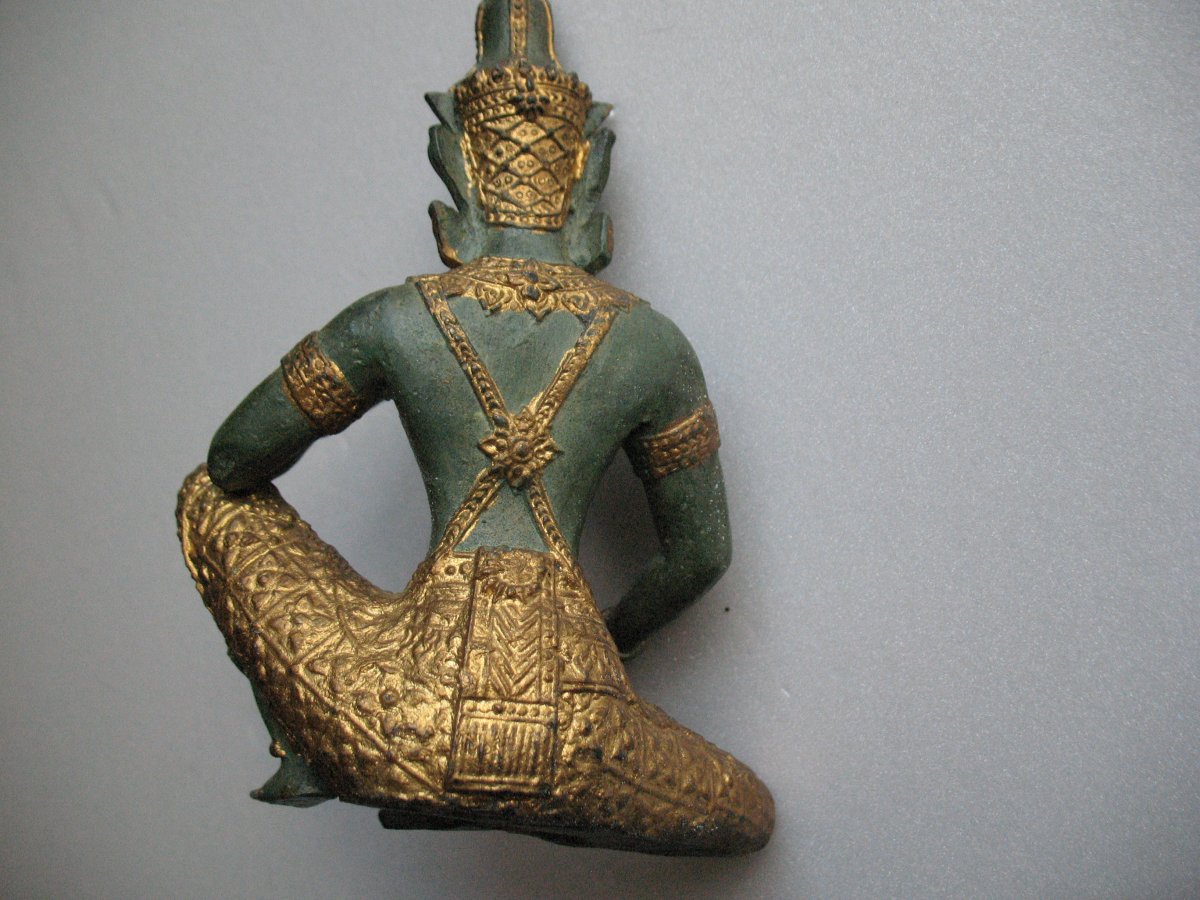 Statue En Bronze Apsara Musicien Debut XXeme-photo-3
