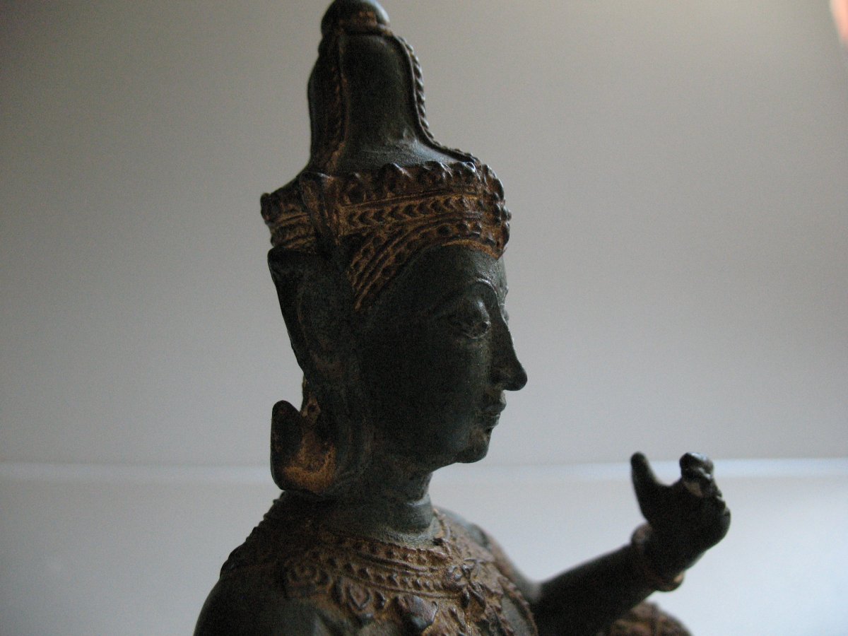Statue En Bronze Apsara Musicien Debut XXeme-photo-1
