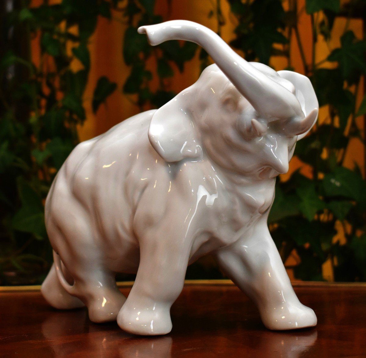 Théodore Haviland, Elephant In White Enameled Porcelain After Jules Desbois (1851-1935)-photo-3