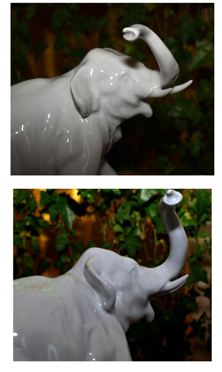 Théodore Haviland, Elephant In White Enameled Porcelain After Jules Desbois (1851-1935)-photo-6