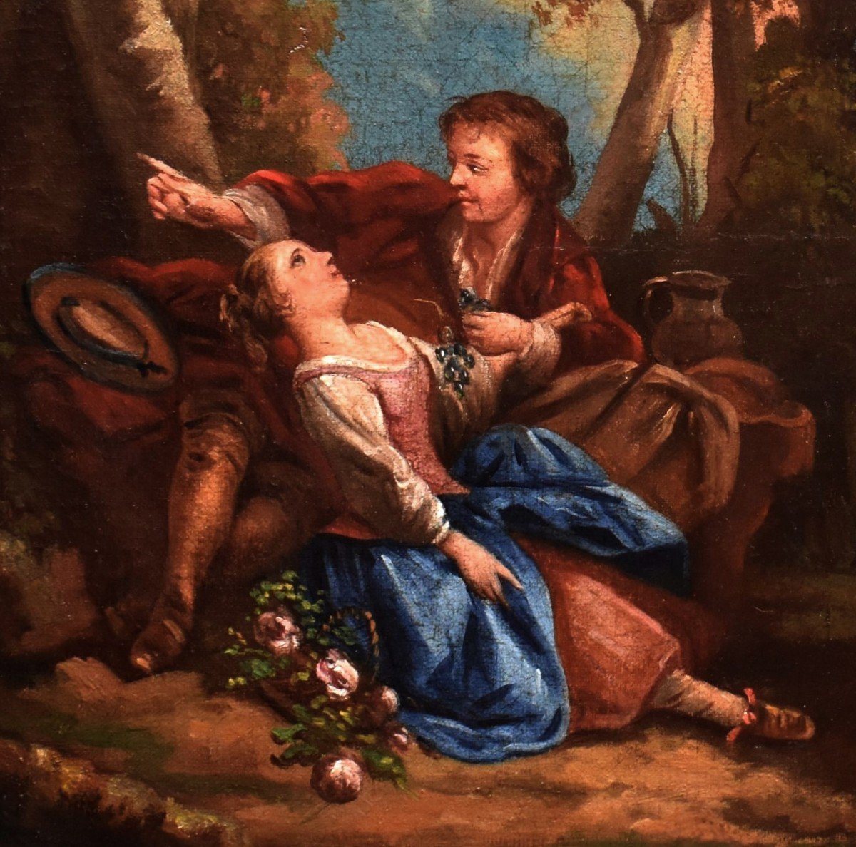 Baron, French School Of The Nineteenth Galante Scene, Oil On Canvas-photo-3
