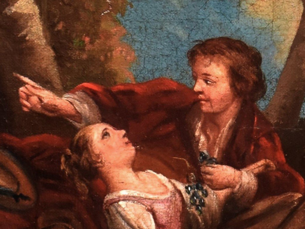 Baron, French School Of The Nineteenth Galante Scene, Oil On Canvas-photo-1