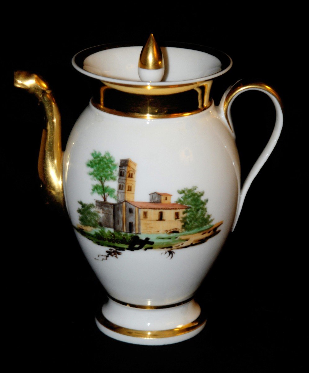 Paris Or Limoges Porcelain Coffee Pot Or Jug, Restoration Period, Circa 1820.-photo-2