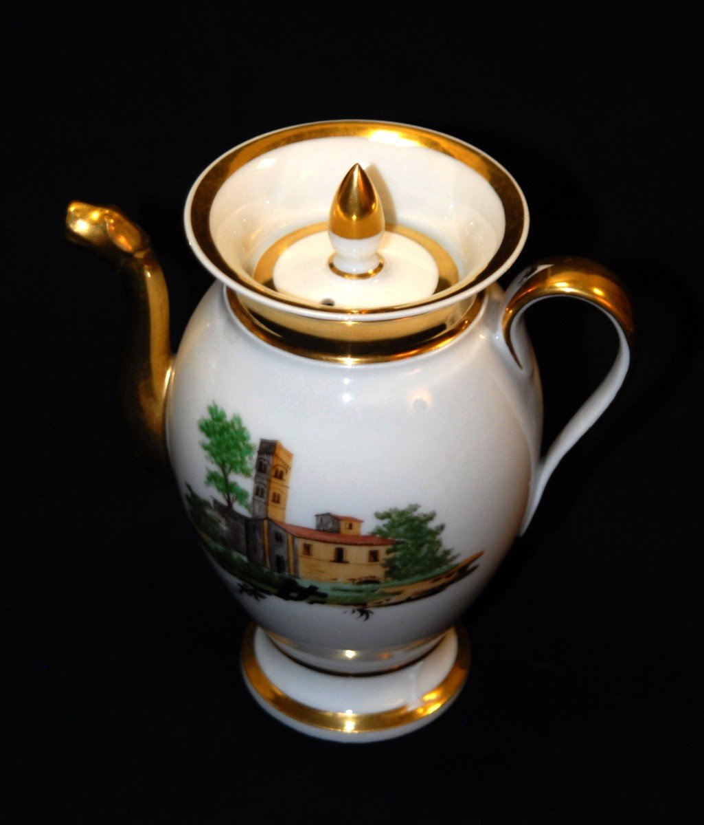Paris Or Limoges Porcelain Coffee Pot Or Jug, Restoration Period, Circa 1820.-photo-1