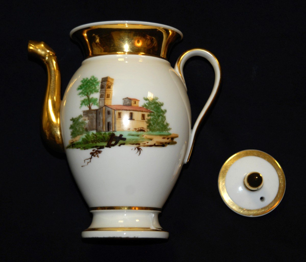 Paris Or Limoges Porcelain Coffee Pot Or Jug, Restoration Period, Circa 1820.-photo-5