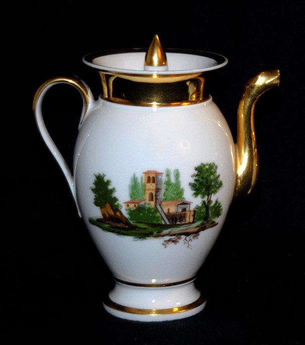 Paris Or Limoges Porcelain Coffee Pot Or Jug, Restoration Period, Circa 1820.