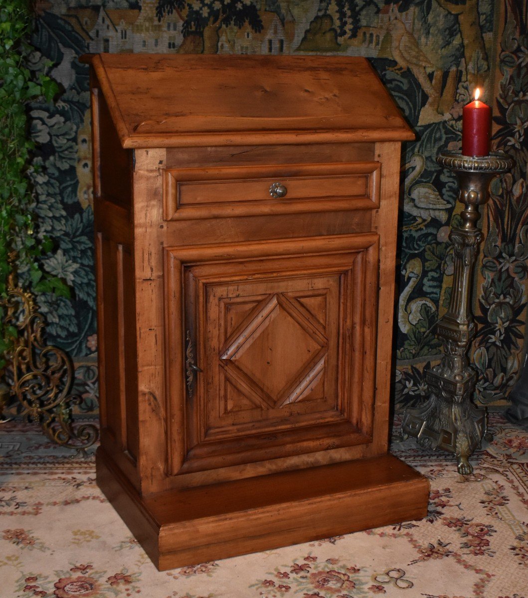 Louis XIII Style Oratory Furniture, Lectern - Writing Desk In Solid Walnut.-photo-4
