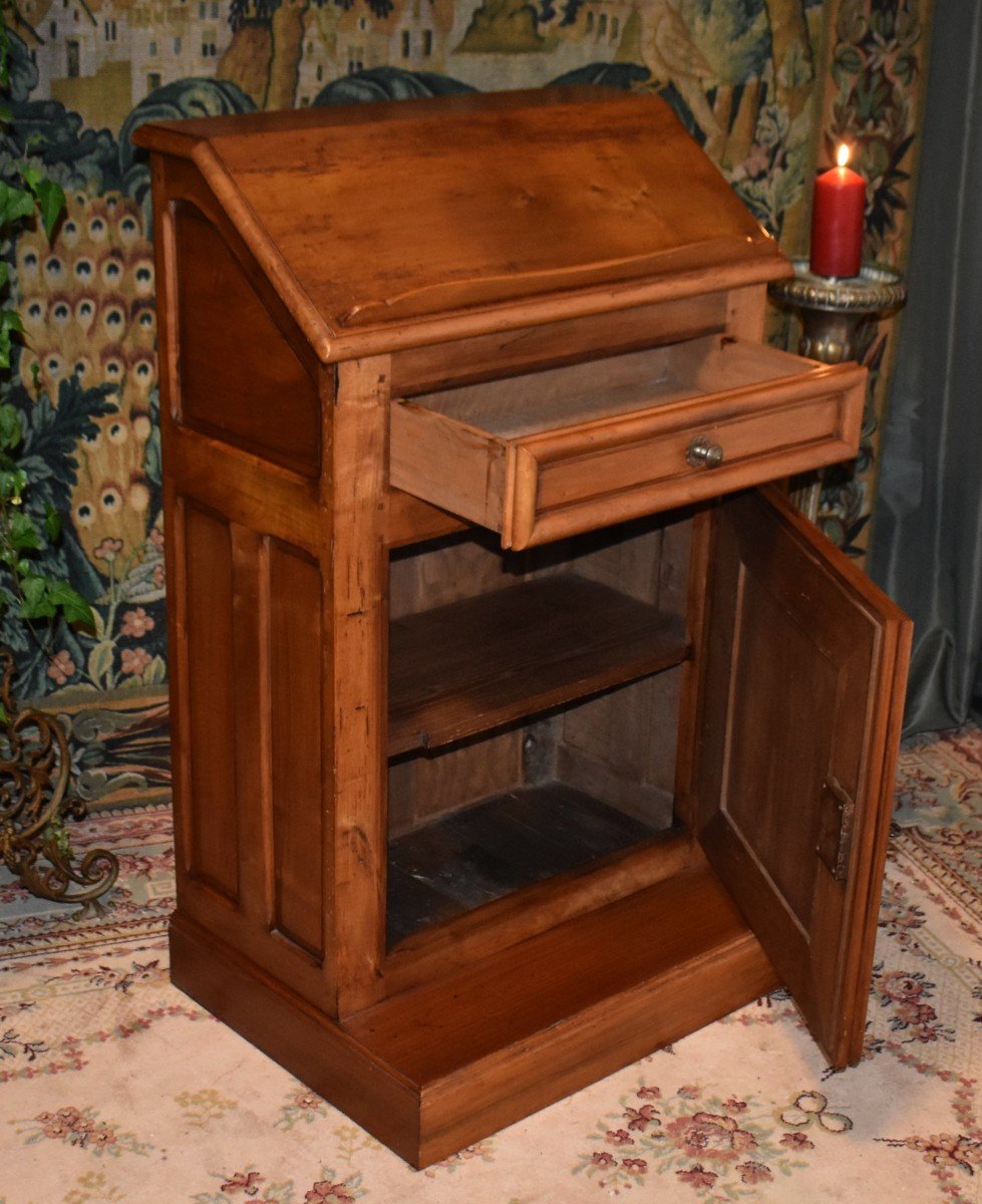 Louis XIII Style Oratory Furniture, Lectern - Writing Desk In Solid Walnut.-photo-1