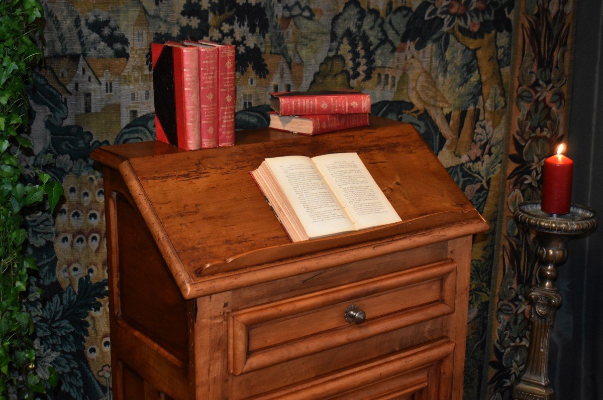 Louis XIII Style Oratory Furniture, Lectern - Writing Desk In Solid Walnut.-photo-2