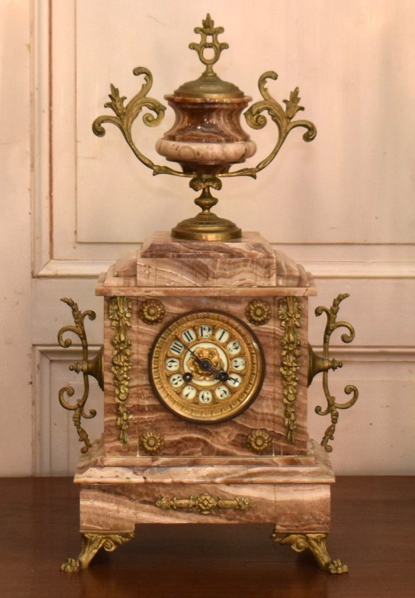 Pendule En Onyx , époque Napoléon III, Horloge De Cheminée -photo-2