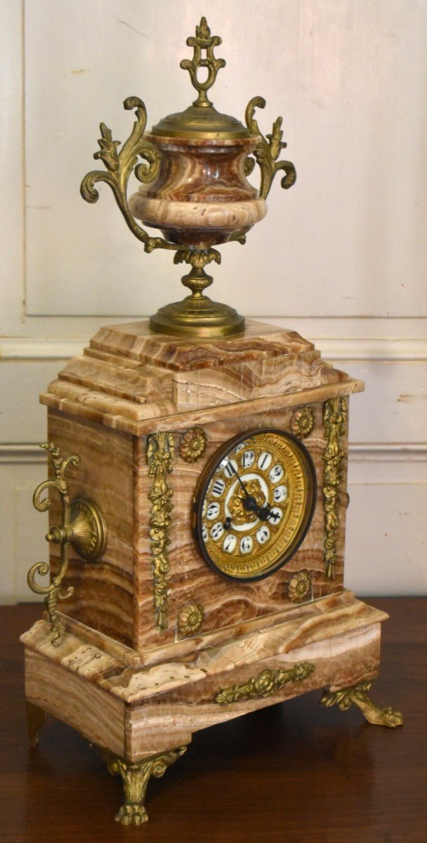Pendule En Onyx , époque Napoléon III, Horloge De Cheminée -photo-4