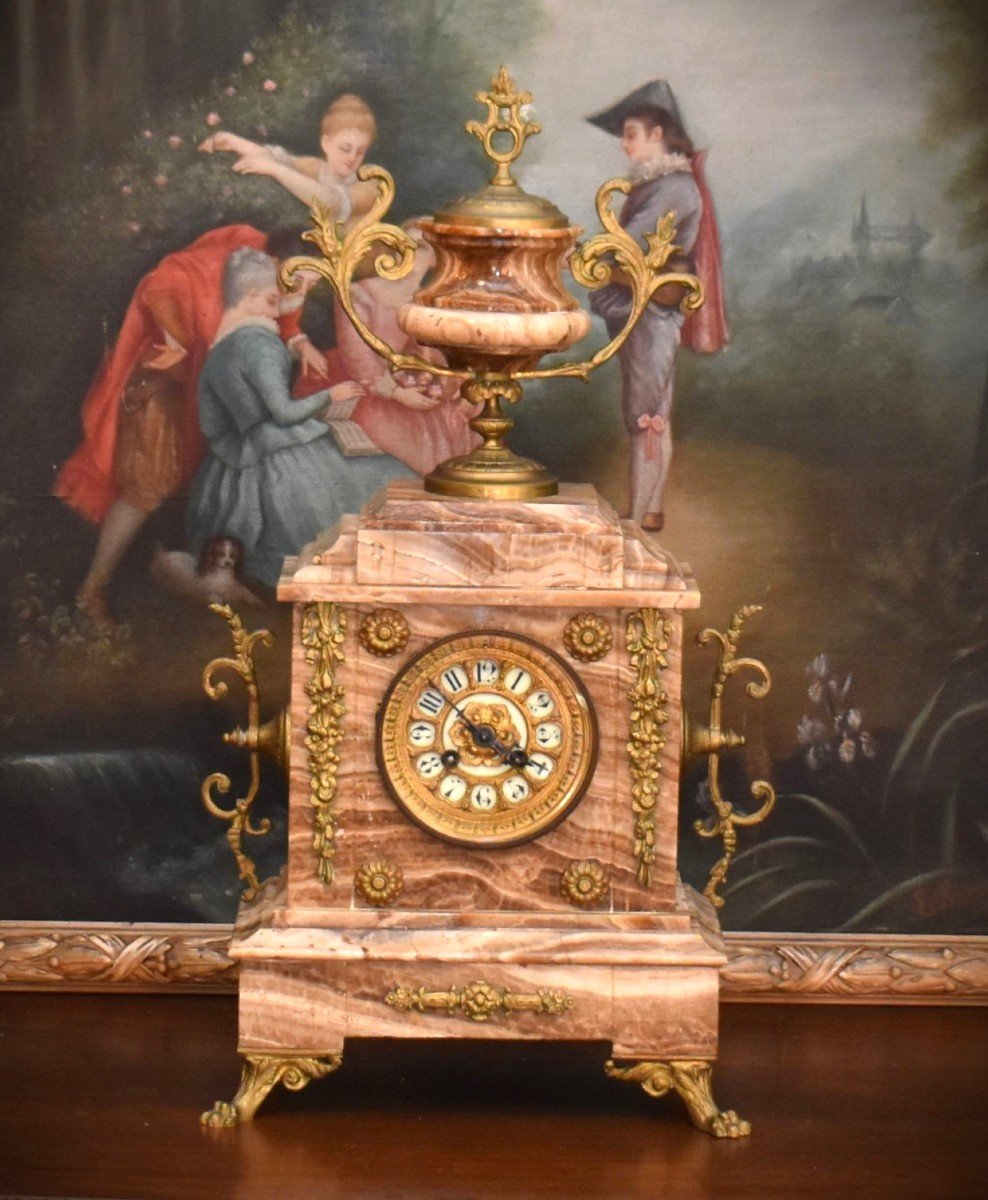 Onyx Pendulum, Napoleon III Period, Mantel Clock