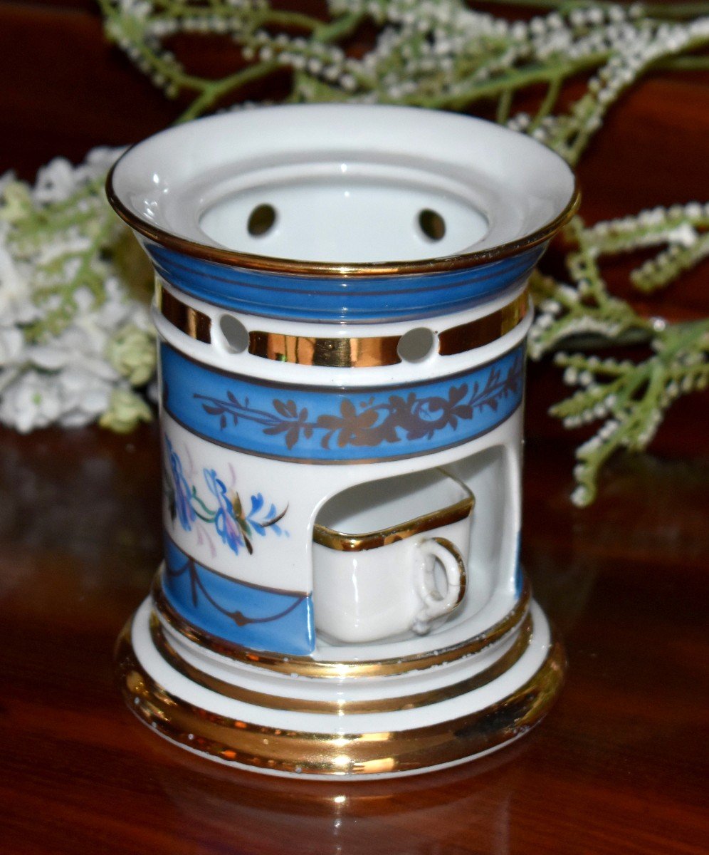 Veilleuse - Tisanière En Porcelaine Entièrement Peinte à La Main, Décor  Bouquets De Fleurs -photo-1