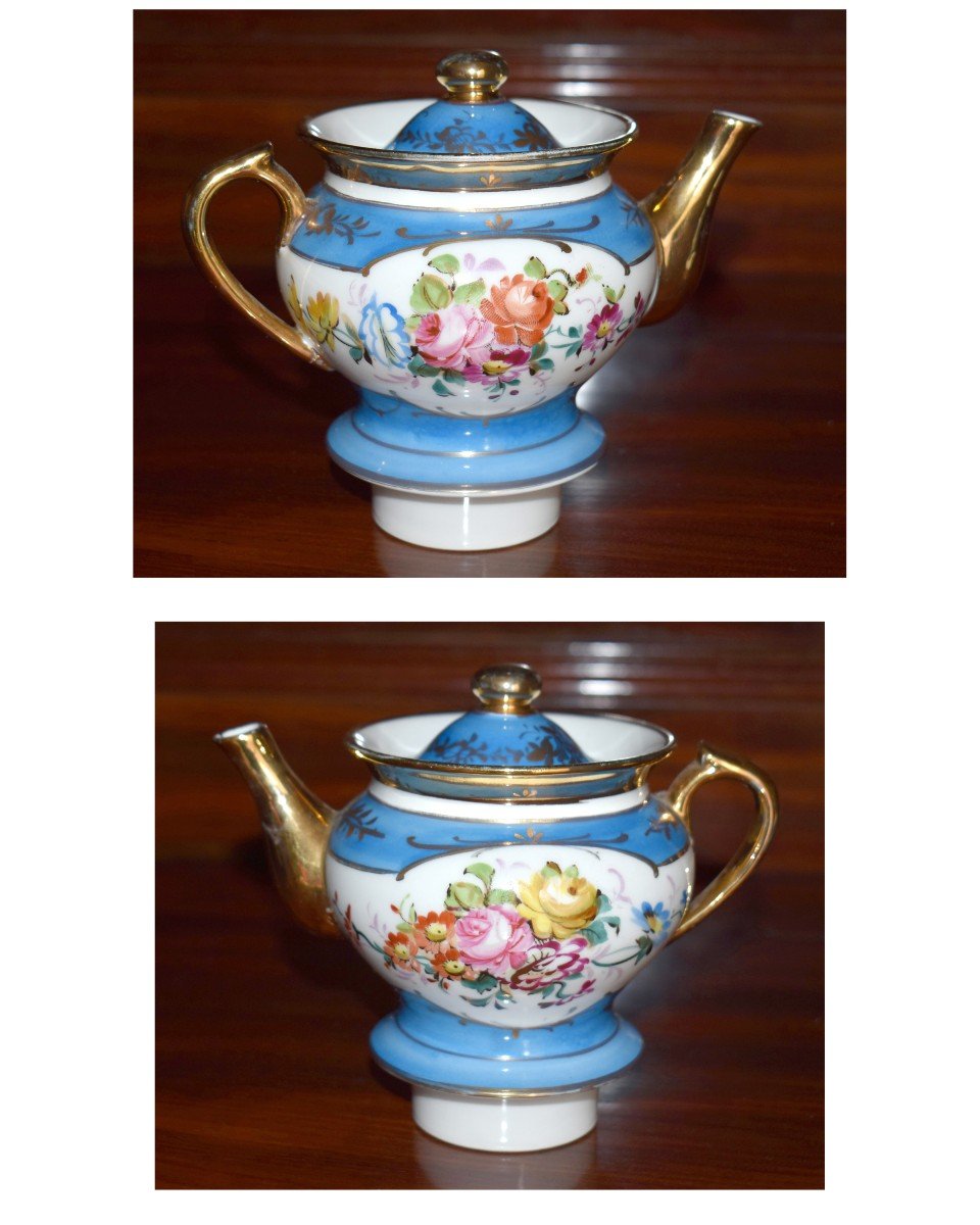 Night Light - Entirely Hand Painted Porcelain Teapot, Decor Bouquets Of Flowers-photo-5