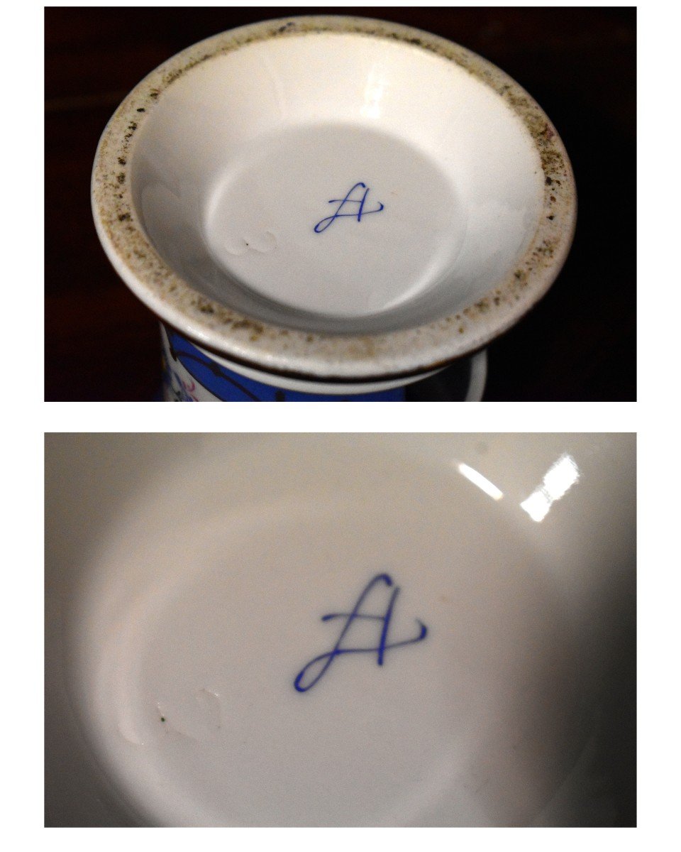 Veilleuse - Tisanière En Porcelaine Entièrement Peinte à La Main, Décor  Bouquets De Fleurs -photo-8