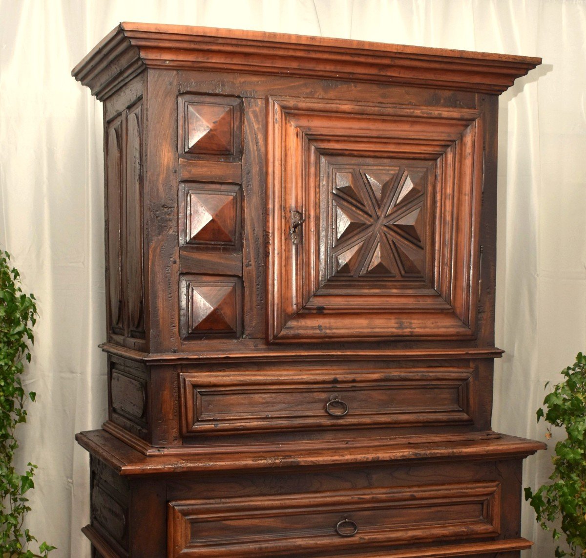 Louis XIII Style Standing Man, Cabinet From The End Of The 17th Century, Double Body.-photo-4