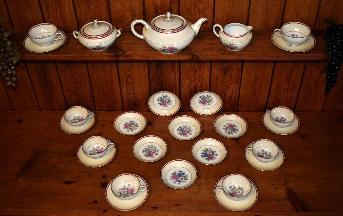 Charles Arhenfeld Limoges, Coffee Or Tea Service And Fruit Or Cream Service In Porcelain.-photo-2