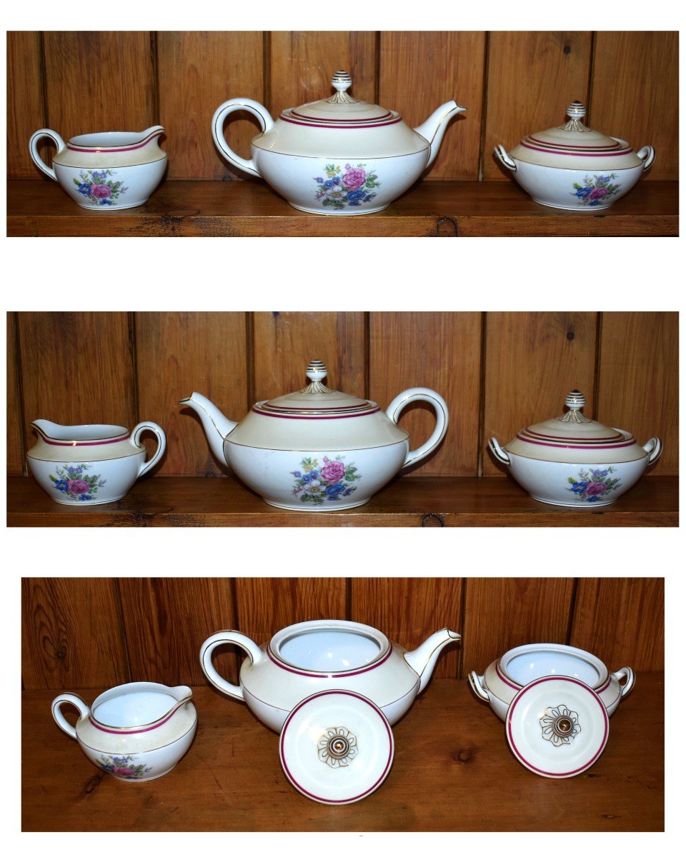 Charles Arhenfeld Limoges, Coffee Or Tea Service And Fruit Or Cream Service In Porcelain.-photo-3