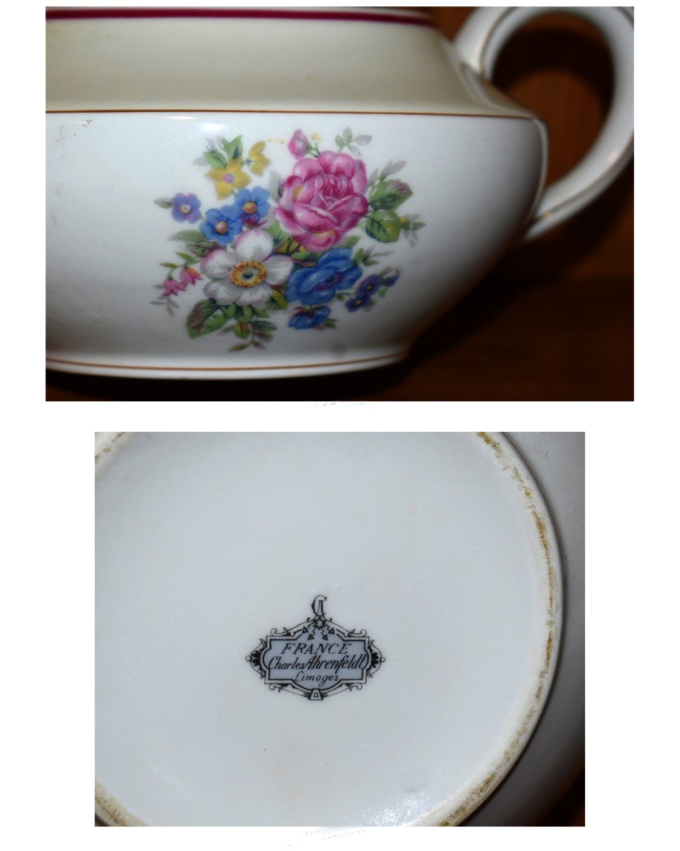 Charles Arhenfeld Limoges, Coffee Or Tea Service And Fruit Or Cream Service In Porcelain.-photo-7
