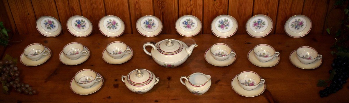 Charles Arhenfeld Limoges, Coffee Or Tea Service And Fruit Or Cream Service In Porcelain.