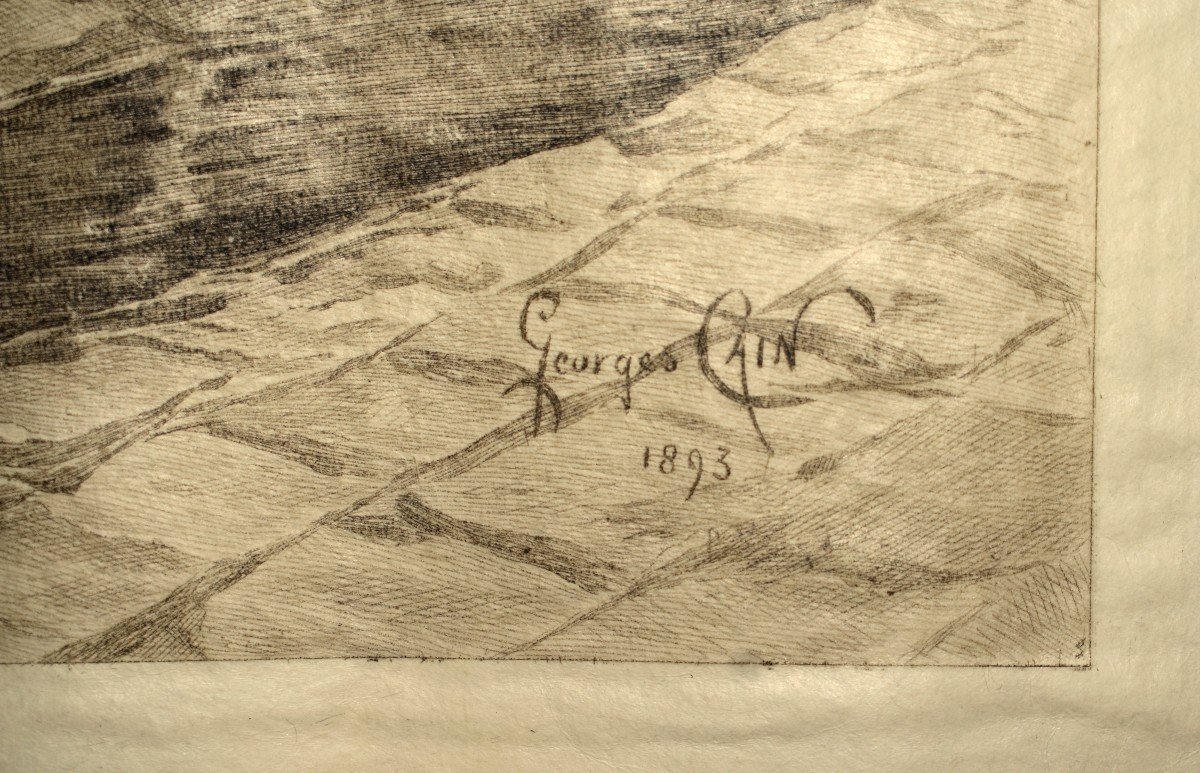 Print By François Petitjean After Georges Cain, The Booksellers On The Quays Of The Seine-photo-1