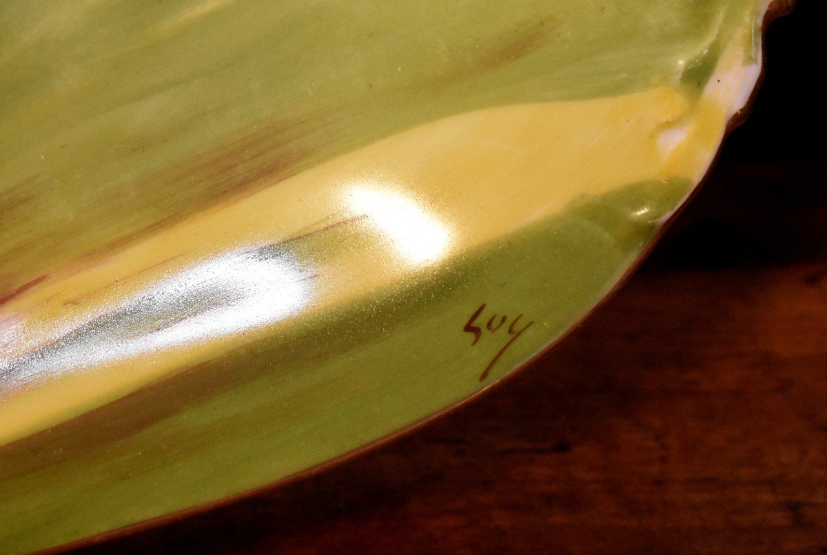 Important Pair Of Limoges Porcelain Decorative Dishes, Hand Painted Decor Pheasant Duck-photo-7