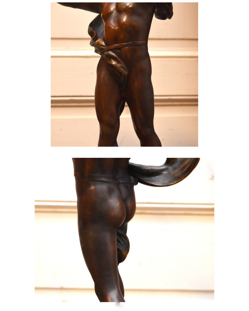 Louis Auguste Moreau , Statue  d'un Athlète de la Rome et Grèce Antique  ,  Le Triomphe , sculpture  en Régule, double patine -photo-5