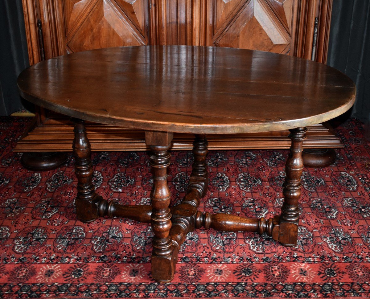 Table De Milieu  Ovale De Style Louis XIII , Guéridon , Table  De Salon,  Salle à Manger .-photo-4