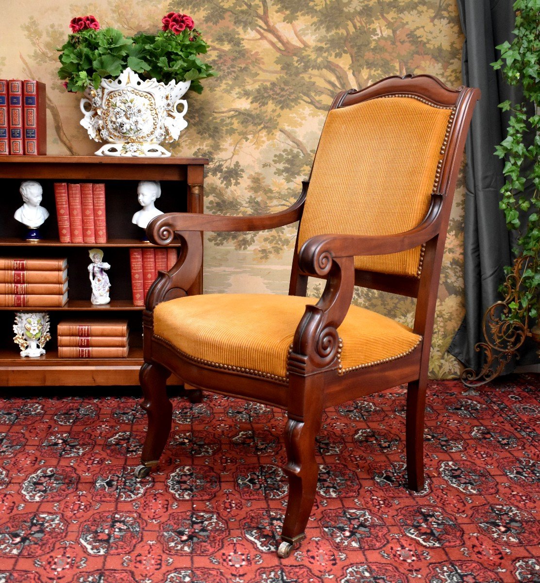 Suite Of Four Mahogany Armchairs Restoration Period, XIX E, Possibility Sale In Pair.-photo-2