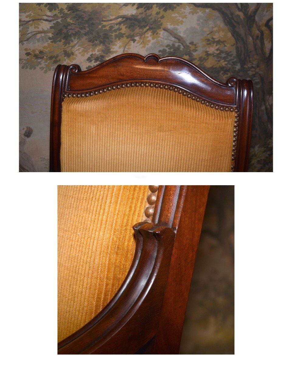 Suite Of Four Mahogany Armchairs Restoration Period, XIX E, Possibility Sale In Pair.-photo-6