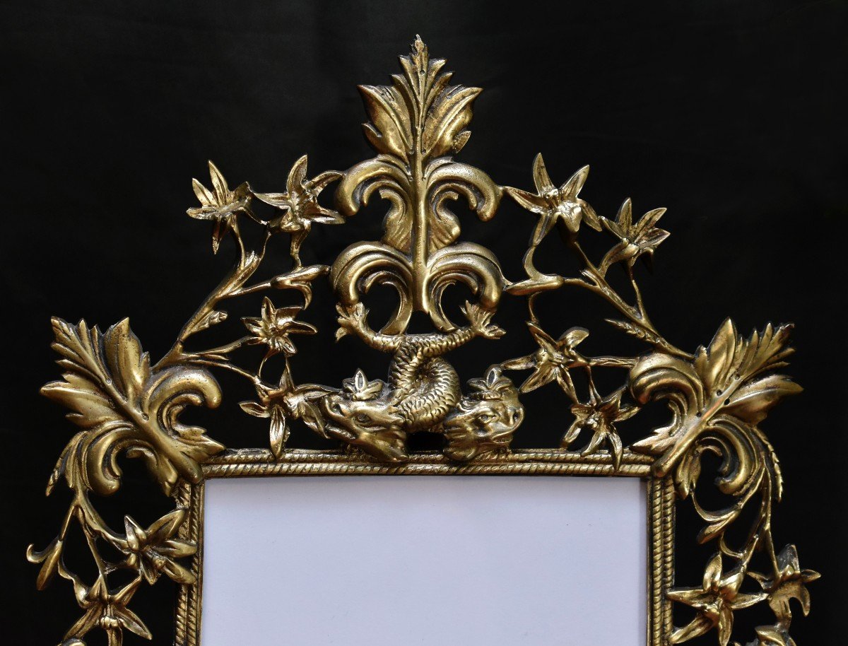 Cadre Chevalet en  Bronze  &agrave; Fronton Sculpt&eacute; Et Ajour&eacute; , Style Renaissance , &agrave; Poser ou  &agrave; Suspendre.  &eacute;poque Napol&eacute;on III. XIXe-photo-4