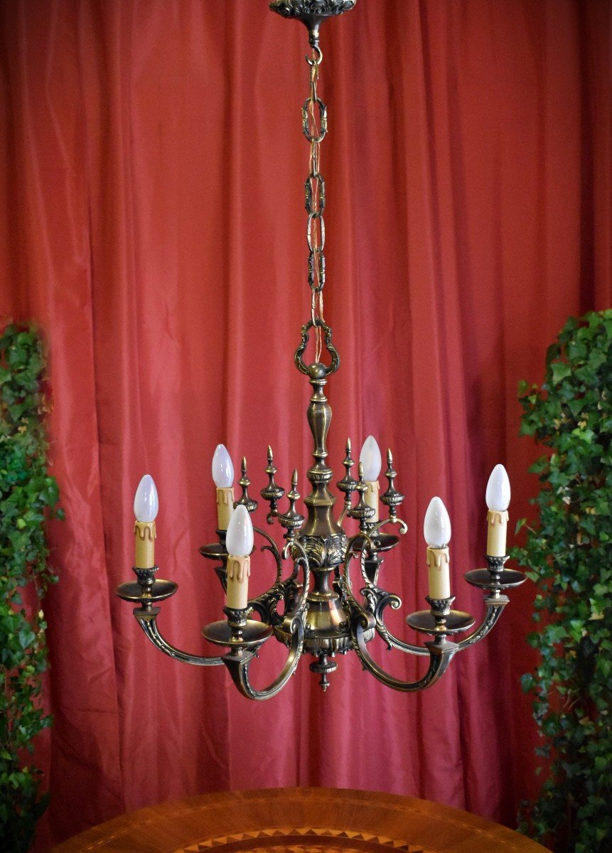 Bronze Chandelier With Six Arms Of Lights In The Napoleon III Style, 6 Lights,