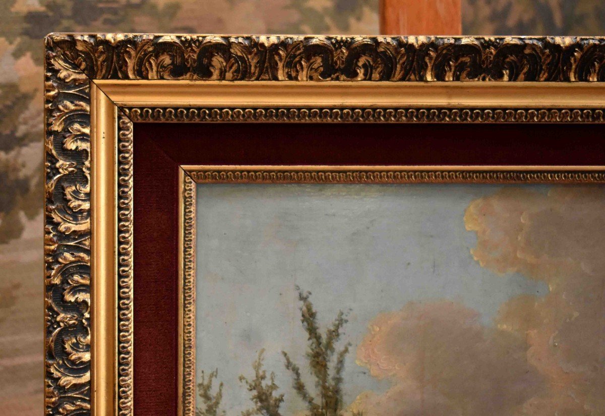 Animated Ruin Landscape, French School, Antique Decor. Late 19th Century-photo-6