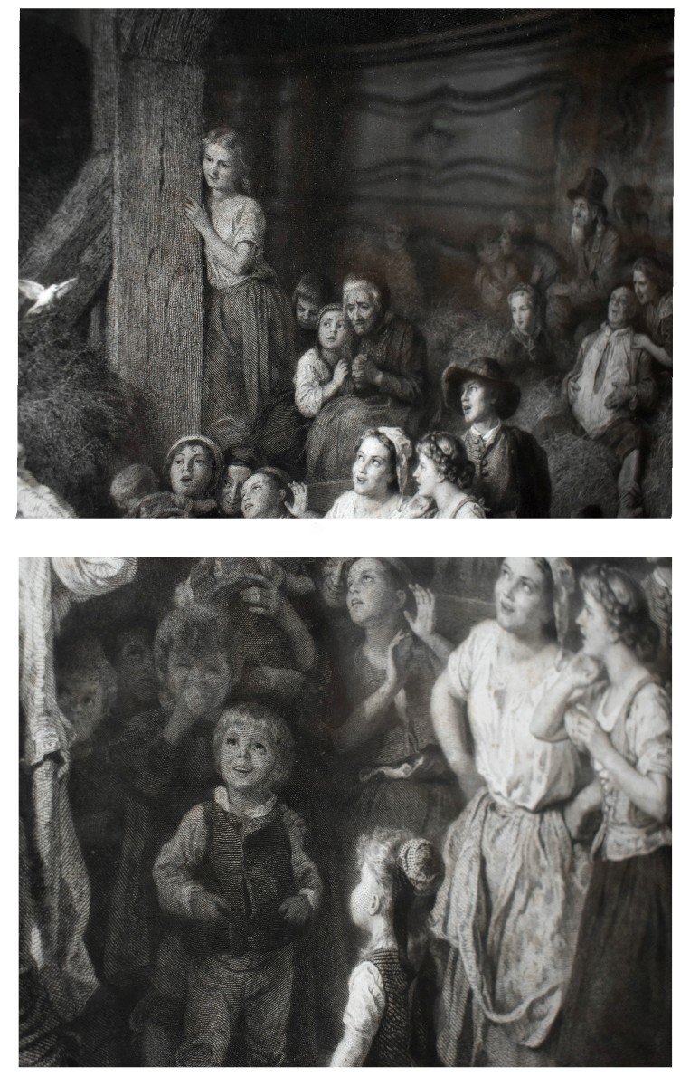 Importante Gravure " le saltimbanque "  Et Son Cadre Doré   Gravé Par Paul  Girardet d'Après  Louis Knaus édité par Goupil et Cie -photo-3