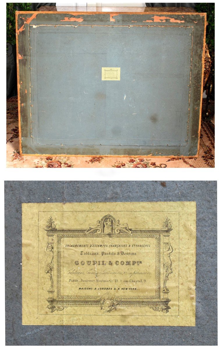 Importante Gravure " le saltimbanque "  Et Son Cadre Doré   Gravé Par Paul  Girardet d'Après  Louis Knaus édité par Goupil et Cie -photo-8