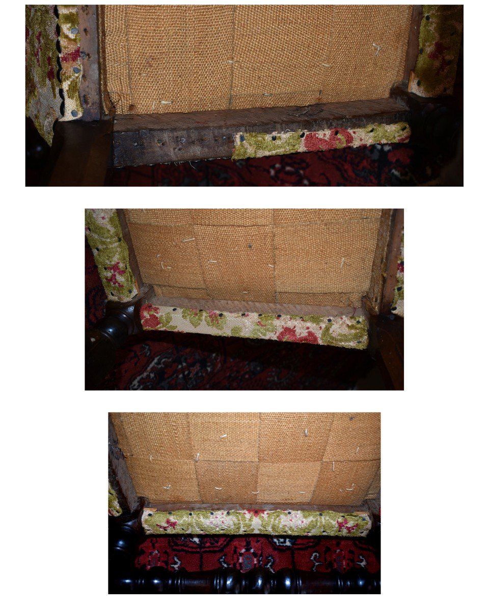  Chaise Louis XIII En Noyer , Dossier Haut et pieds arrière  à forte inclinaison, XVIIe siècle.-photo-7