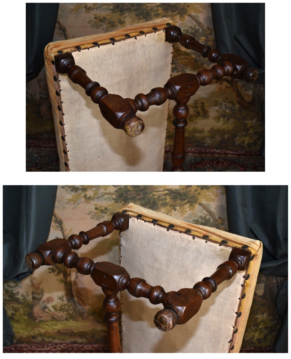 Louis XIV Bench In Baluster, Large Double Stool In Walnut, Late 17th Century - Early 18th Century-photo-3