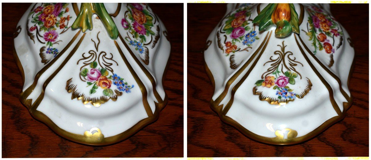 Important Tureen And Its Presentation Dish In Hand Painted Limoges Porcelain,-photo-6