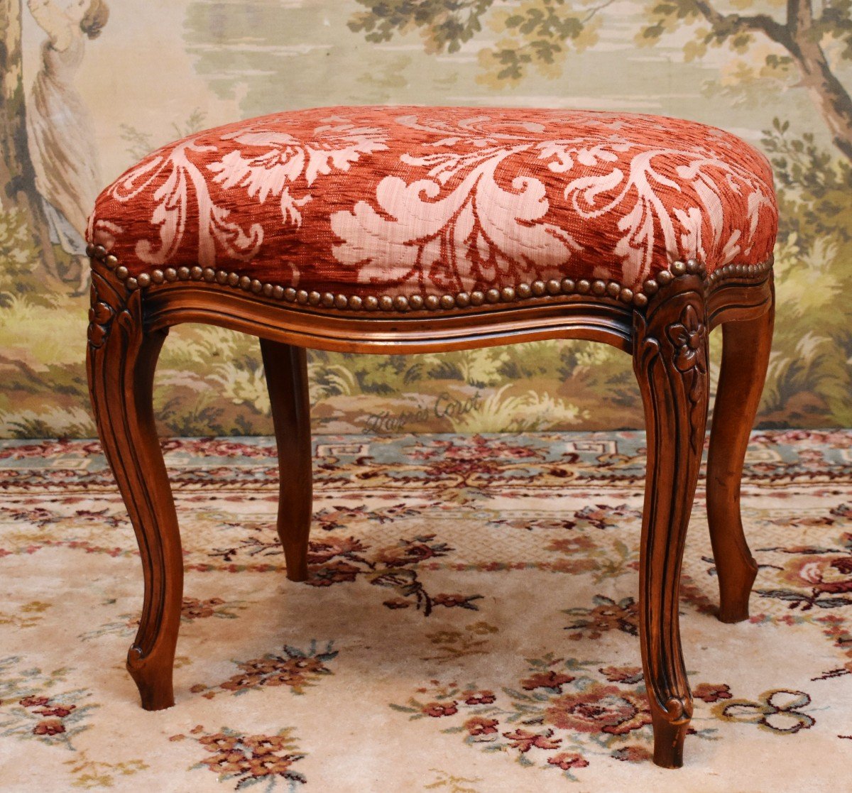 Louis XV Style Stool, Footrest Seat, Small Bench-photo-2
