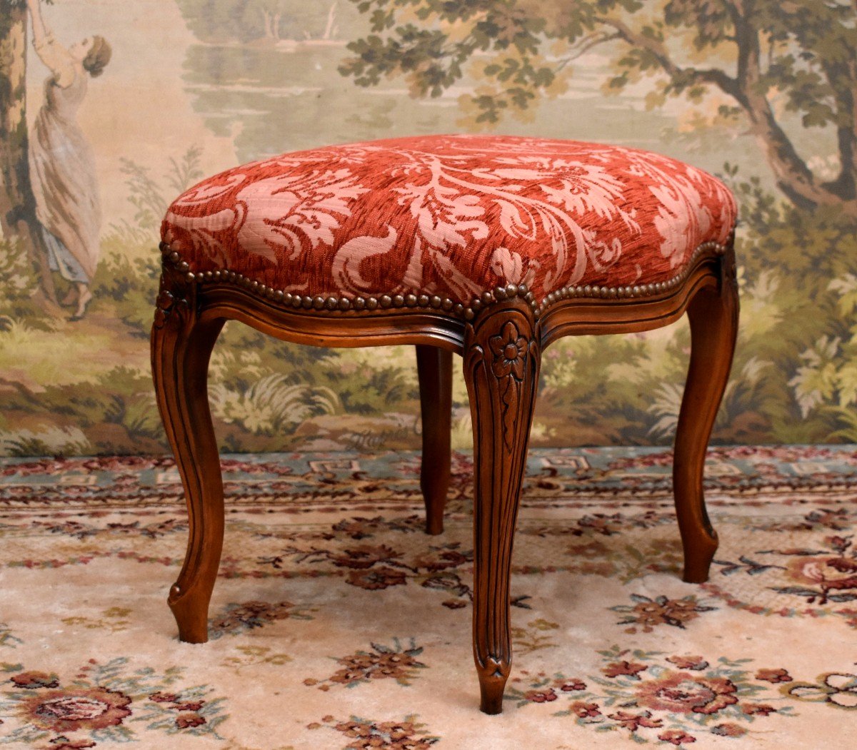 Louis XV Style Stool, Footrest Seat, Small Bench-photo-3