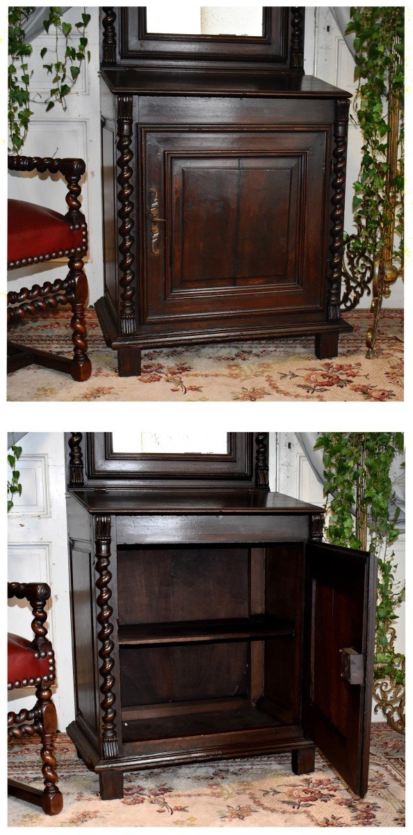 Louis XIII Oratory With Twisted Half-columns, Solid Walnut, 17th Century. Small Extra Furniture-photo-1