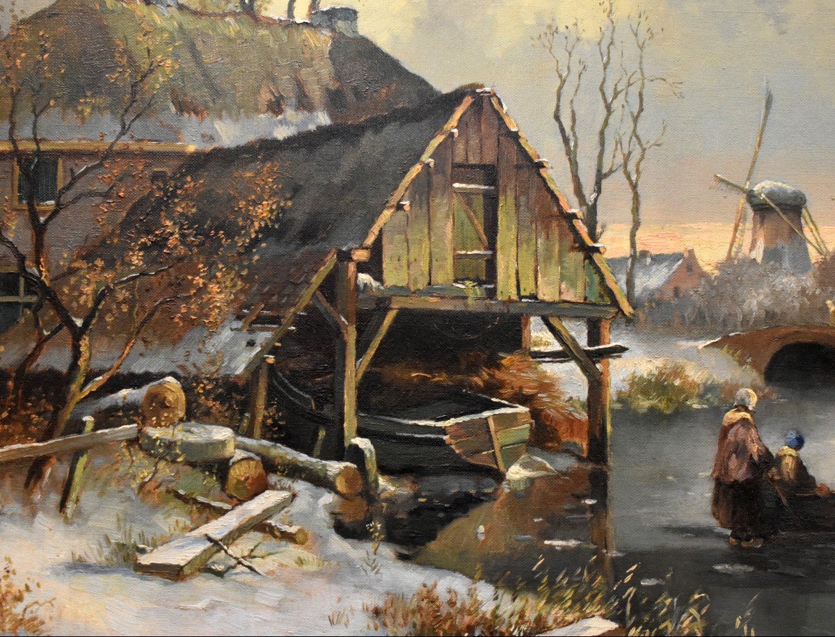 Winter Landscape, Animated Scene On Frozen Lake, Skating And Sliding, Northern School, Flemish,-photo-1