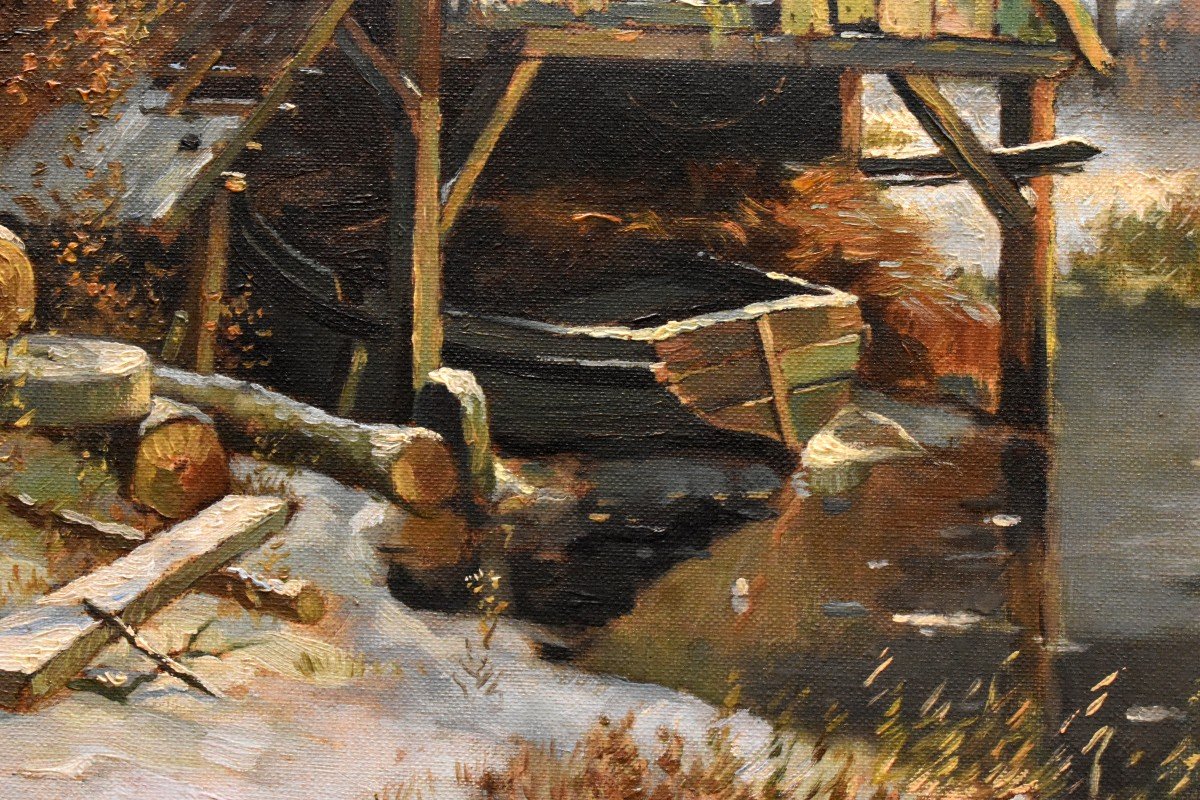 Winter Landscape, Animated Scene On Frozen Lake, Skating And Sliding, Northern School, Flemish,-photo-3